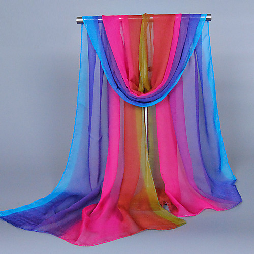 

Women's Silk Rectangle Scarf - Rainbow Print / Cute