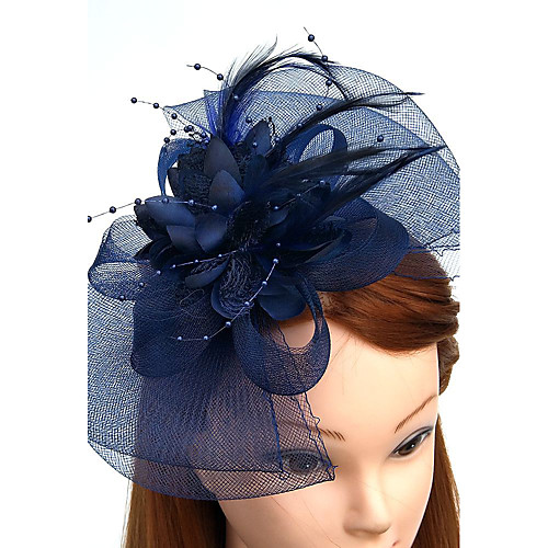 

Feather / Net Fascinators / Flowers / Hats with Floral 1pc Wedding / Special Occasion / Horse Race Headpiece