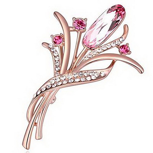 

Women's Brooches Personalized Unique Design Floral Euramerican Crystal Brooch Jewelry Fuchsia Orange Blue For Party Daily Casual