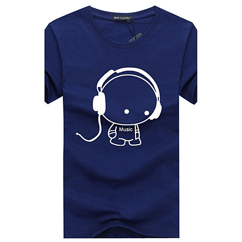 

Men's T shirt Graphic Plus Size Print Short Sleeve Daily Tops Cotton Basic White Black Blue