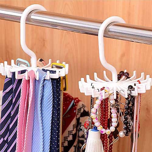 

Adjustable 20 Hook Rotating Belt Rack Scarf Organizer Men Tie Hanger Holds