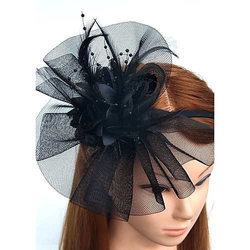 

Feather / Net Headbands / Fascinators / Flowers with Floral 1pc Wedding / Special Occasion / Horse Race Headpiece
