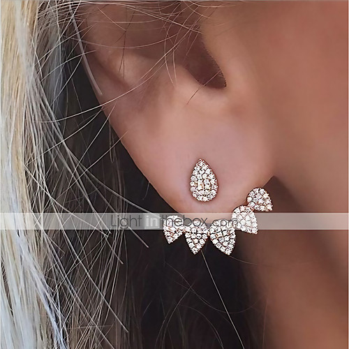 

Women's Cubic Zirconia tiny diamond Stud Earrings Dangle Earrings Jacket Earrings Teardrop Ladies Fashion Euramerican Blinging everyday Earrings Jewelry Silver / Gold For Party Wedding Daily / 2pcs