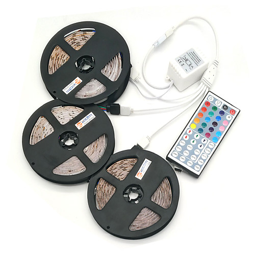 

ZDM 3x5M RGB Strip Lights 450 LEDs 5050 SMD 10mm 1 44Keys Remote Controller 1 To 2 Cable Connector 1 set RGB Cuttable Linkable Self-adhesive 12 V