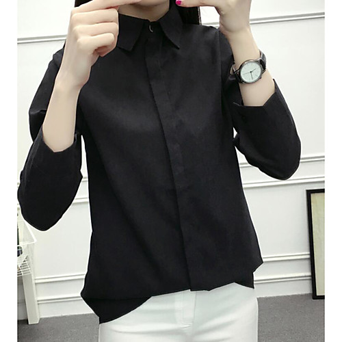 

Women's Shirt Solid Colored Long Sleeve Going out Tops Cotton Vintage White Black Blue
