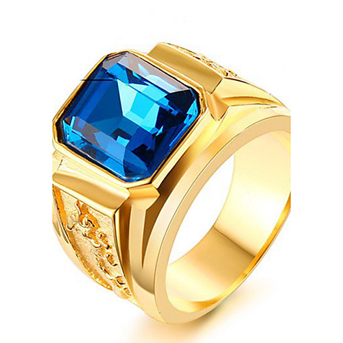 

Men's Statement Ring Ring Signet Ring Sapphire Gold-Wine Black Red Titanium Steel Square Personalized Punk Rock Christmas Gifts Wedding Jewelry Solitaire