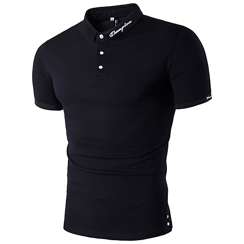 

Men's Golf Shirt Solid Colored Short Sleeve Daily Slim Tops Cotton Shirt Collar White Blue Black / Summer