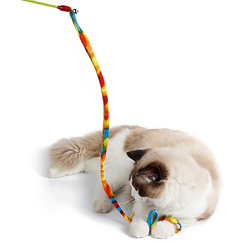 

Interactive Teaser Cat Toy Pet Toy 1 Foldable Rope Stick Cat Fabric Plastic Gift