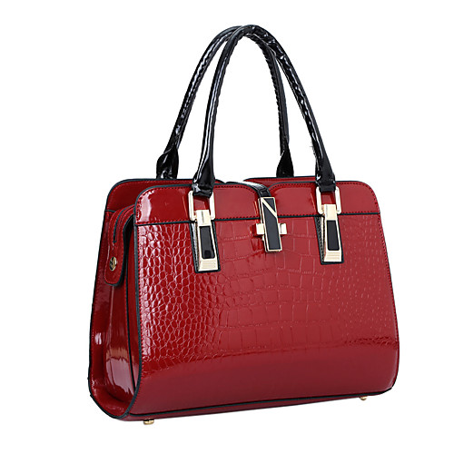 

Women's Bags Patent Leather Top Handle Bag Solid Colored Crocodile Event / Party Formal Office & Career Wine Black Blue