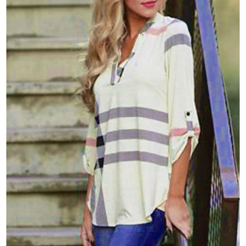 

Women's Shirt Striped Daily Tops Streetwear Black Blue Blushing Pink