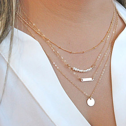 

Women's Pearl Chain Necklace Layered Necklace Layered Bar Dainty Ladies Personalized Fashion Pearl Alloy Necklace Jewelry For Christmas Gifts Party Casual Daily Sports / Pearl Necklace