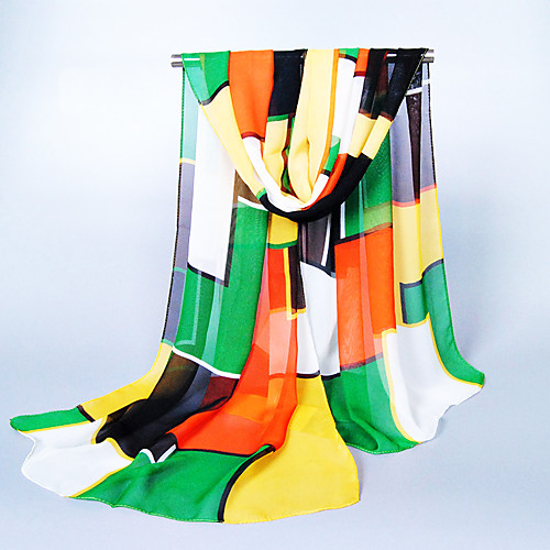 

Women's Chiffon Scarf Holiday Yellow Scarf Patchwork / Cute / Blue / Fall / Winter / Spring