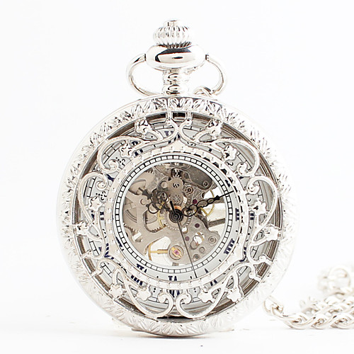 

Women's Pocket Watch Japanese Quartz White Hollow Engraving Analog Vintage Steampunk - White