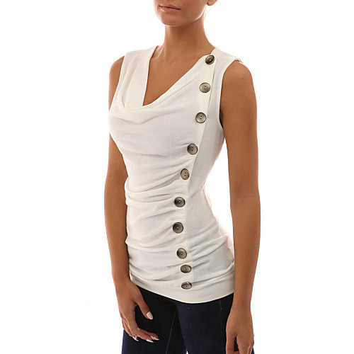 

Women's Plus Size Solid Colored Ruched Slim Tank Top Street chic Daily Going out Weekend White / Black / Gray / Sexy
