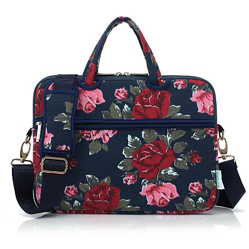 

13.3 14 15.6 Shoulder Messenger Bag Briefcase Handbags Canvas Flower Pattern for Macbook/Surface/HP/Dell/Samsung/Sony Etc
