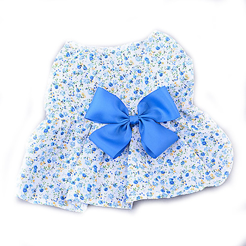 

Dog Dress Dog Clothes Purple Blue Pink Costume Cotton Flower Casual / Daily Fashion XS S M L XL