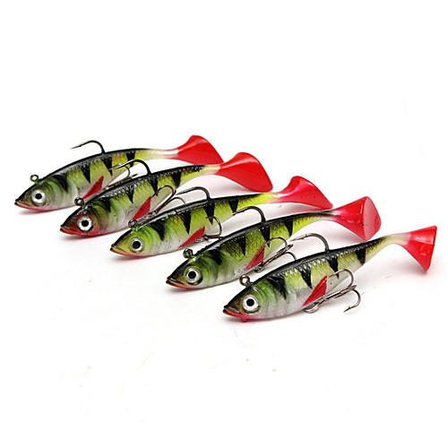 

5pcs Fishing Lures Jig Head 3d eyes Artificial Soft Swimbait for Bass Salmon Trout, Fishing Bait for Saltwater/Freshwater Fishing