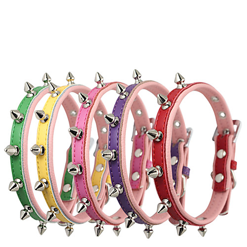

Cat Dog Collar Waterproof Adjustable / Retractable Soft Easy Walk Safety Solid Colored PU Leather Genuine Leather Purple Yellow