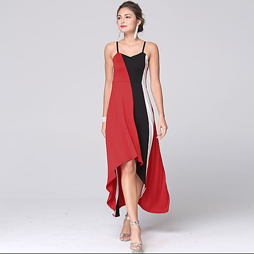 

Women's Sweater Jumper Dress Midi Dress Blue Yellow Red Sleeveless Color Block Summer Party Going out Beach S M L XL XXL