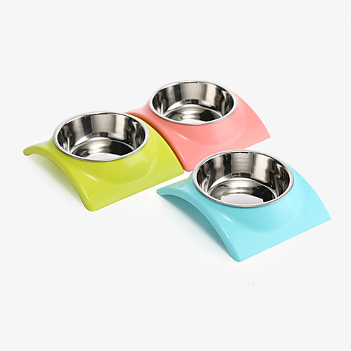 

Cat Dog Bowls & Water Bottles Stainless Steel Plastic Waterproof Portable Solid Colored Green Blue Pink Bowls & Feeding