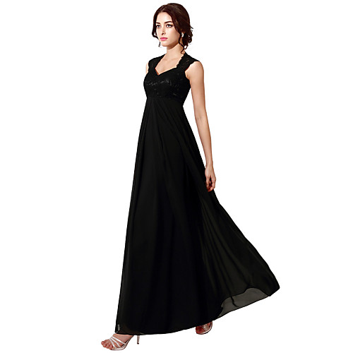 

A-Line See Through Formal Evening Dress Halter Neck Sleeveless Floor Length Chiffon Lace with Embroidery 2021