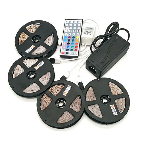 

4x5M Light Sets LED Light Strips RGB Tiktok Lights 1200 LEDs SMD 2835 8mm 1 12V 6A Adapter 1 44Keys Remote Controller 1x 1 To 4 Cable Connector Waterproof Cuttable Self-adhesive 100-240 V