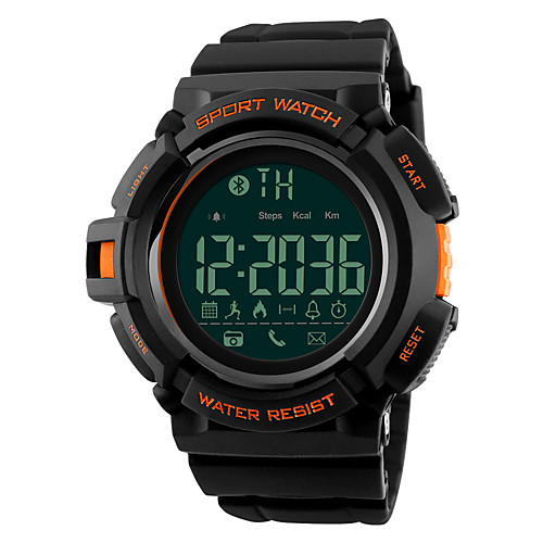 

SKMEI Men's Sport Watch Military Watch Wrist Watch Japanese Digital Silicone Black 50 m Water Resistant / Waterproof Bluetooth Alarm Digital Fashion - Black Orange Blue Two Years Battery Life