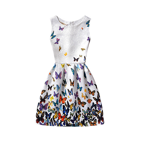 

Women's A Line Dress Knee Length Dress White Sleeveless Floral Summer Round Neck Holiday Beach S M L XL / Cotton / Cotton