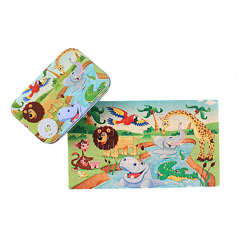 

1 pcs Toy Car Jigsaw Puzzle Wooden Puzzle Animals Wooden Iron Cartoon Kid's Toy Gift