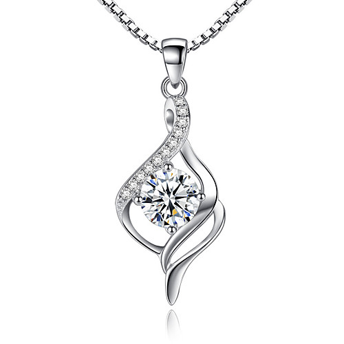 

Women's Diamond Cubic Zirconia tiny diamond Pendant Necklace Solitaire Round Cut faceter Ladies Unique Design Sterling Silver Cubic Zirconia White Purple Necklace Jewelry For Wedding Party Special