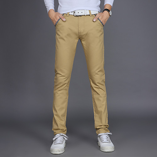 

Men's Streetwear Punk & Gothic Plus Size Work Slim Chinos Business Pants Solid Colored Full Length Black Wine Khaki
