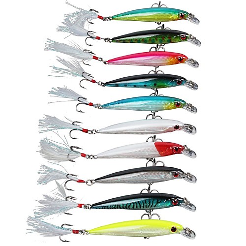 

10 pcs Fishing Lures Minnow lifelike 3D Eyes Sinking Bass Trout Pike Sea Fishing Bait Casting Ice Fishing