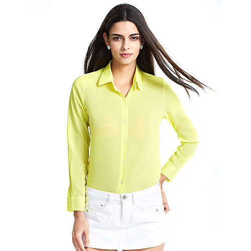 

Women's Shirt Solid Colored Long Sleeve Daily Tops White Black Yellow