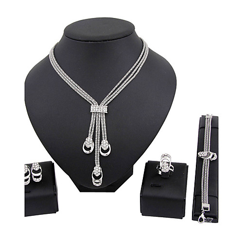 

Women's Jewelry Set Necklace / Bracelet Bridal Jewelry Sets Classic Fashion Euramerican Rhinestone Silver Plated Earrings Jewelry Silver For Christmas Gifts Wedding Party Special Occasion Halloween