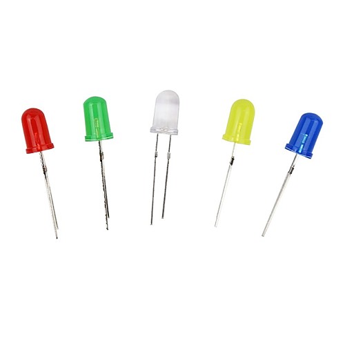 

5mm LED Diodes - (Red Yellow Blue White Green) (100 PCS)