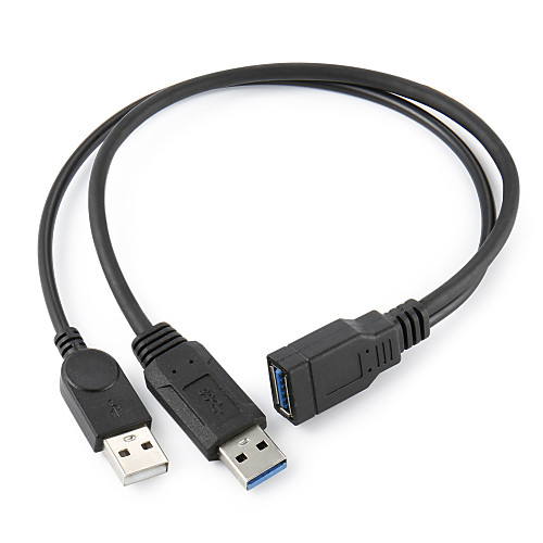 

Black USB 3.0 женщиной Dual USB Мужской Удлинительный дополнительная мощность данных у кабеля для 2.5 ""мобильный жесткий диск