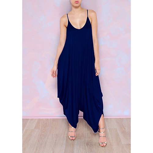 

Women's Daily V Neck Royal Blue Oversized Jumpsuit Fashion