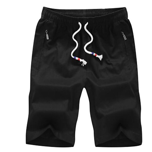

Men's Basic Weekend Loose Shorts Pants Solid Colored Knee Length White Black Blue / Summer