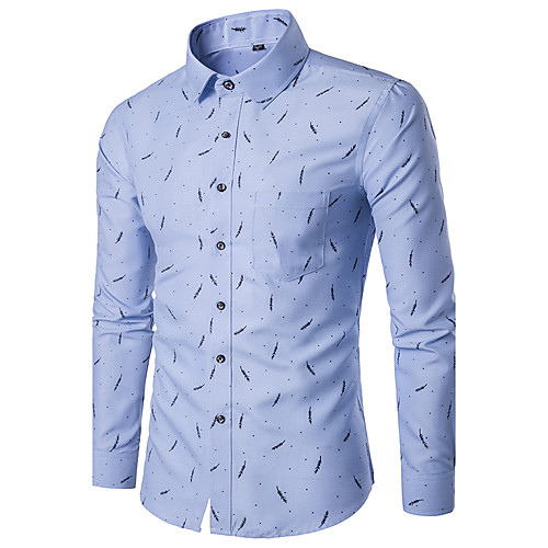 

Men's Shirt Geometric Print Long Sleeve Daily Tops Black Red Light Blue