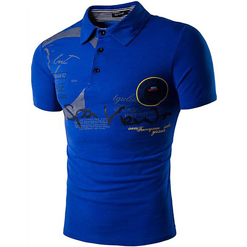 

Men's T shirt Letter Short Sleeve Daily Tops Cotton Active Chinoiserie White Black Royal Blue
