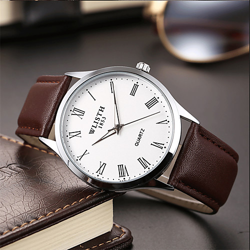 

WLISTH Men's Fashion Watch Quartz Classic Style Leather Black / Brown Analog Casual Simple watch - White Blue