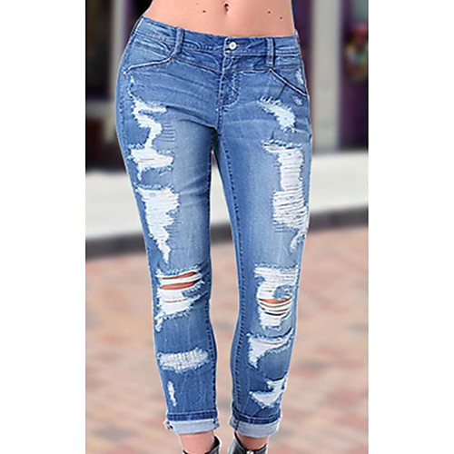 

Women's Plus Size Daily Wear Skinny Skinny Pants - Solid Color Pure Color Blue S / M / L