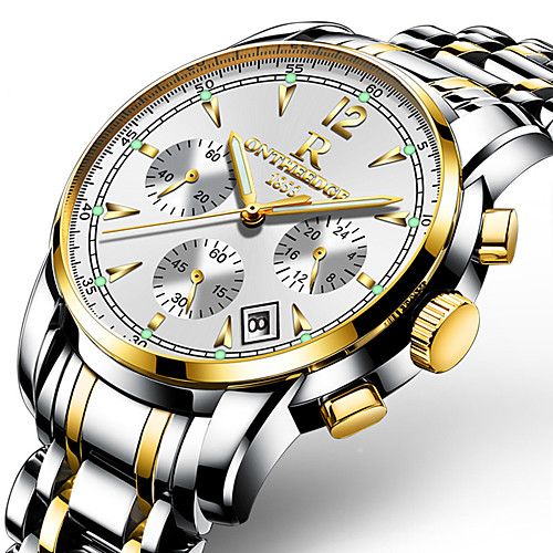 

ONTHEEDGE Men's Sport Watch Military Watch Analog Quartz Three-eye Six-needle Charm Water Resistant / Waterproof Calendar / date / day Luminous / Two Years / Stainless Steel / Stainless Steel