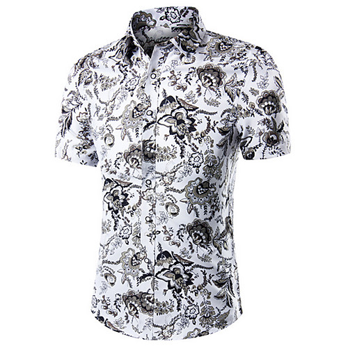 

Men's Shirt Paisley Plus Size Print Short Sleeve Daily Tops White Blue Yellow
