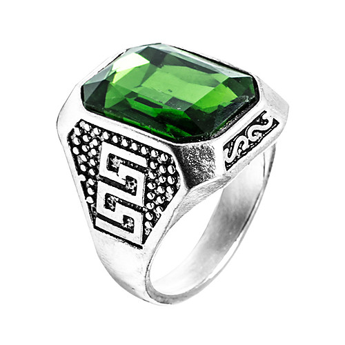 

Band Ring Synthetic Emerald Solitaire Green Stainless Steel Zircon Emerald Class Unique Design Fashion Euramerican 7 8 9 10 11 / Men's