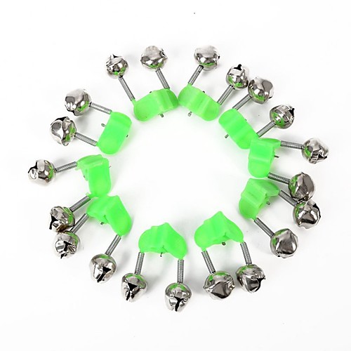 

15 Pcs Fishing Bite Alarms Fishing Rod Bells Rod Clamp Tip Clip Bells Ring Green ABS Fishing Accessory