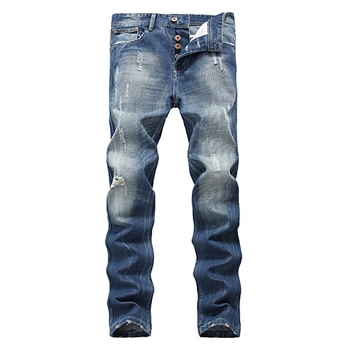 

Men's Streetwear Plus Size Daily Loose Relaxed Jeans Pants Solid Colored Denim Light Blue