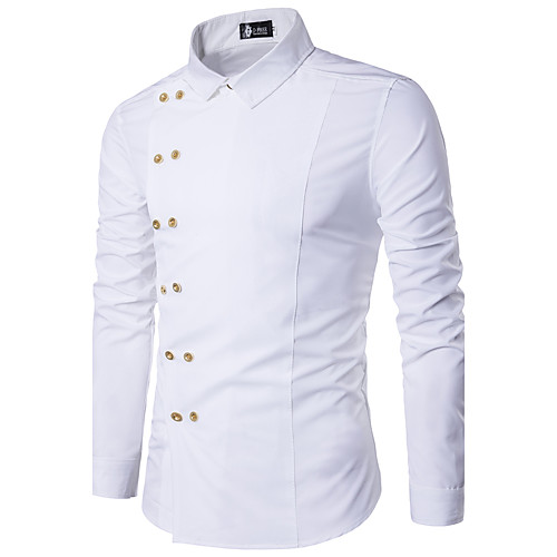

Men's Shirt Solid Colored Long Sleeve Daily Slim Tops Casual Classic Collar White Black Red / Fall / Spring