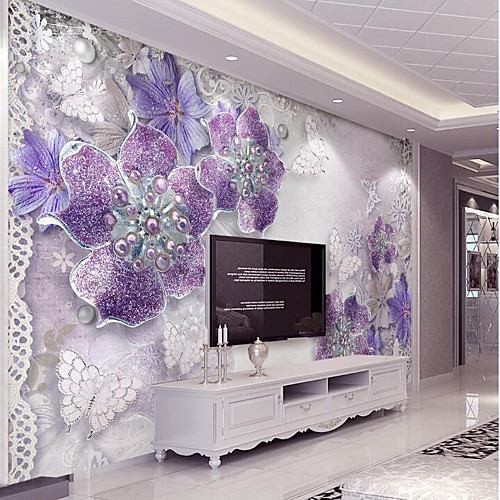 

Mural Wallpaper Wall Sticker Covering Print Adhesive Required 3D Effect Diamond Flower Canvas Home Décor