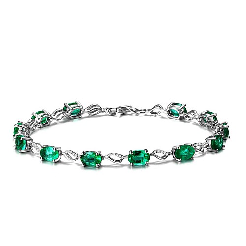

Women's Synthetic Emerald Chain Bracelet Emerald Cut Ladies Natural Fashion Emerald Bracelet Jewelry Green For Wedding Party Birthday Event / Party Masquerade Engagement Party